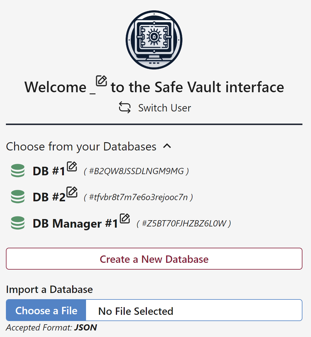 Safe Vault User Interface