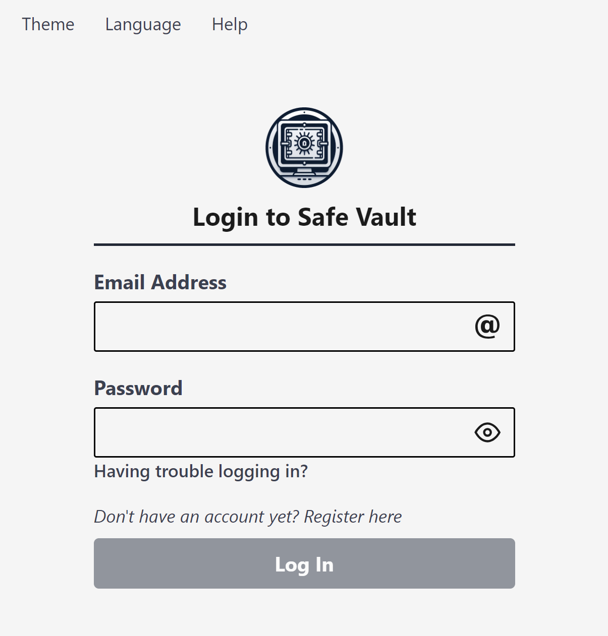 User Account Login Interface